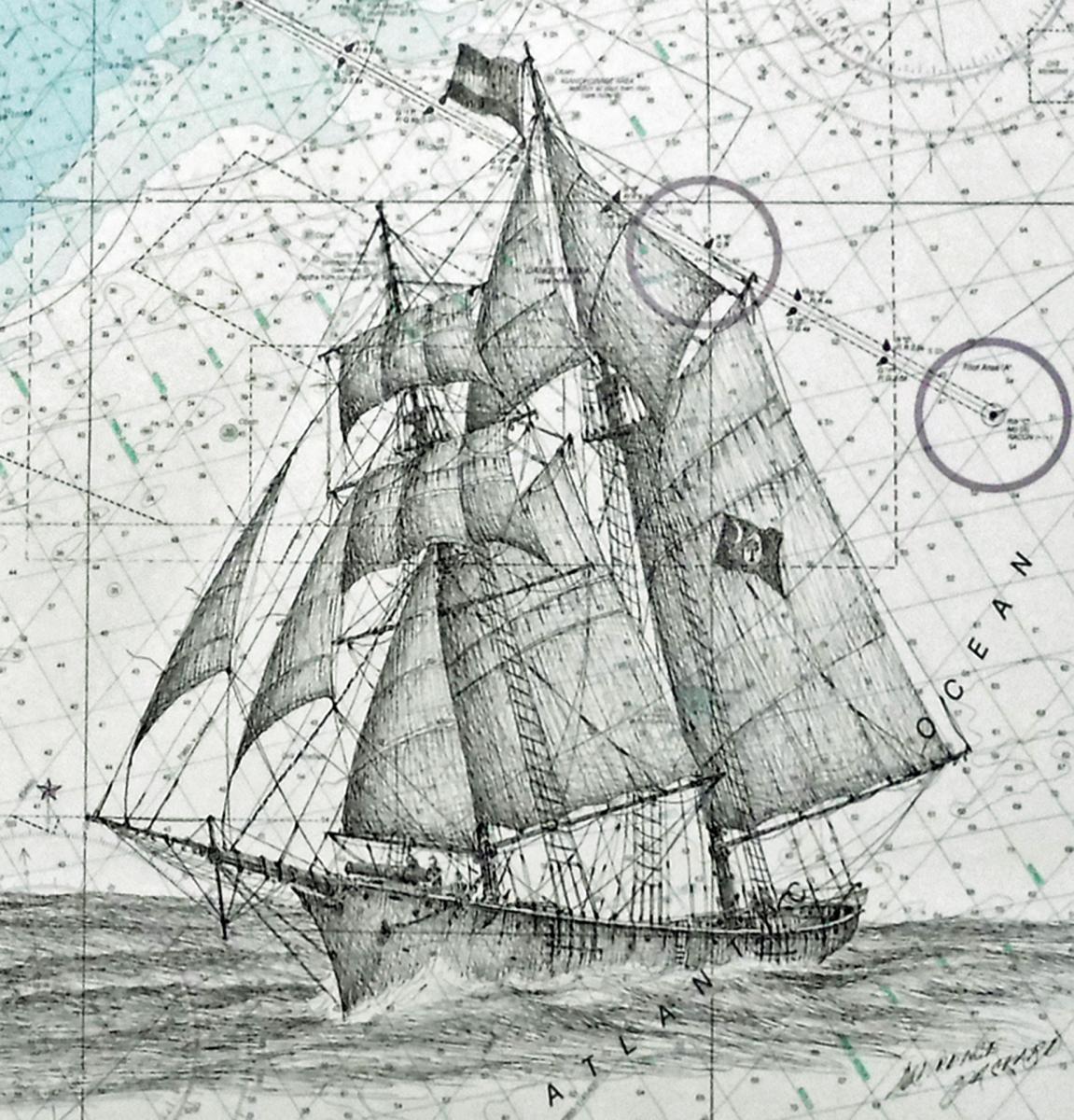 CONFEDERATE PRIVATEER PETREL AND THE USS ST. LAWRENCE picture