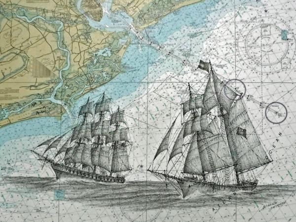 CONFEDERATE PRIVATEER PETREL AND THE USS ST. LAWRENCE picture