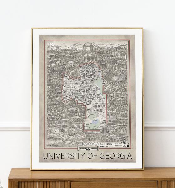 University of Georgia Map hand drawn picture