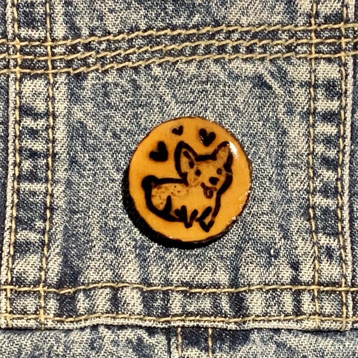 Corgi Wood Burned Pin picture