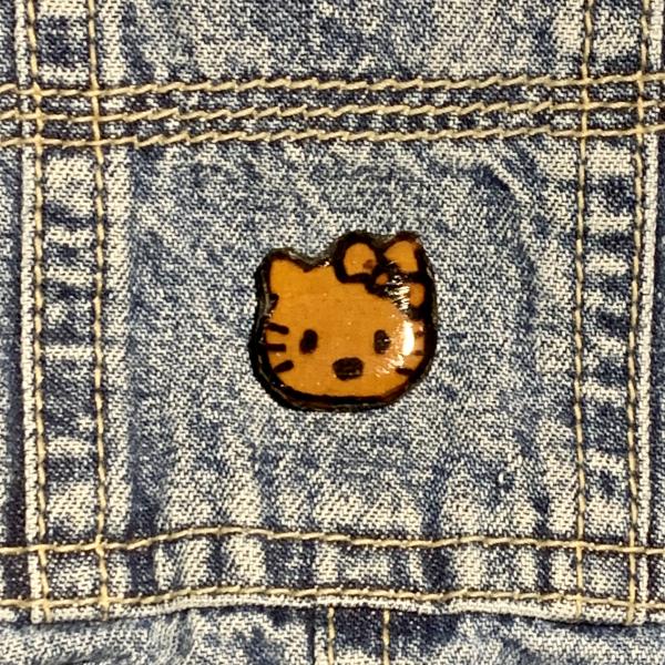 Hello Kitty Wood Burned Pin picture