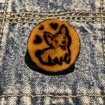 Corgi Wood Burned Pin