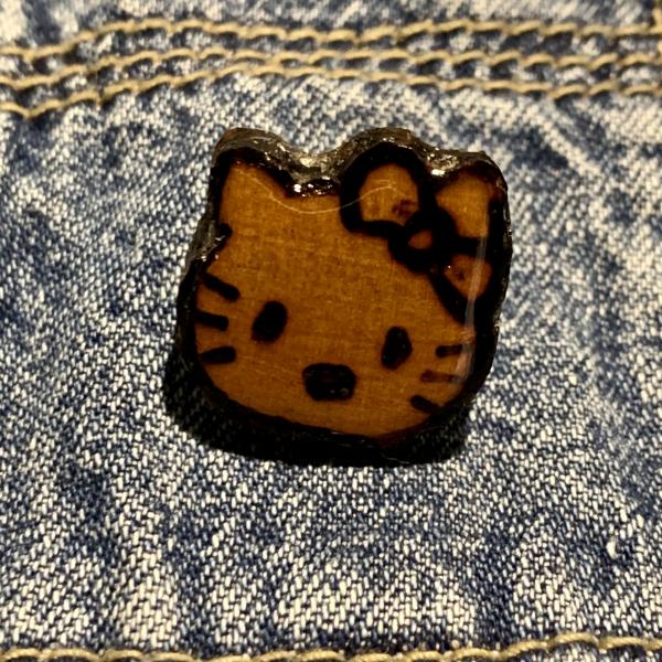 Hello Kitty Wood Burned Pin picture