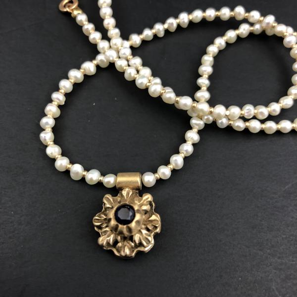 Small Historic Sapphire Pendant Necklace