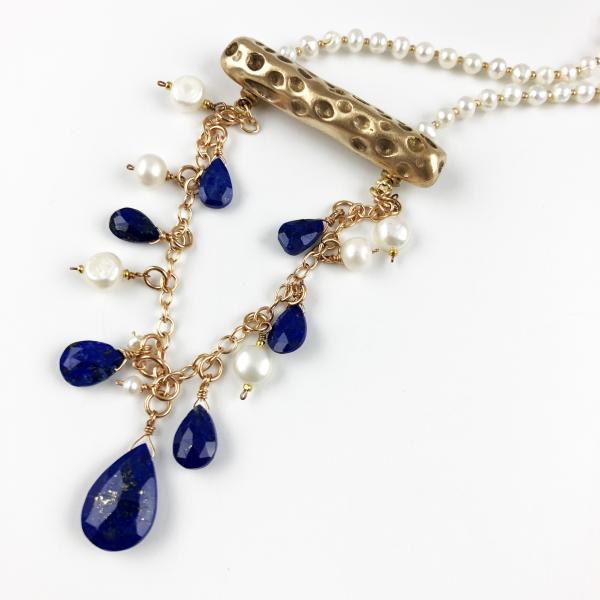 Branch with Lapis and Pearls Necklace