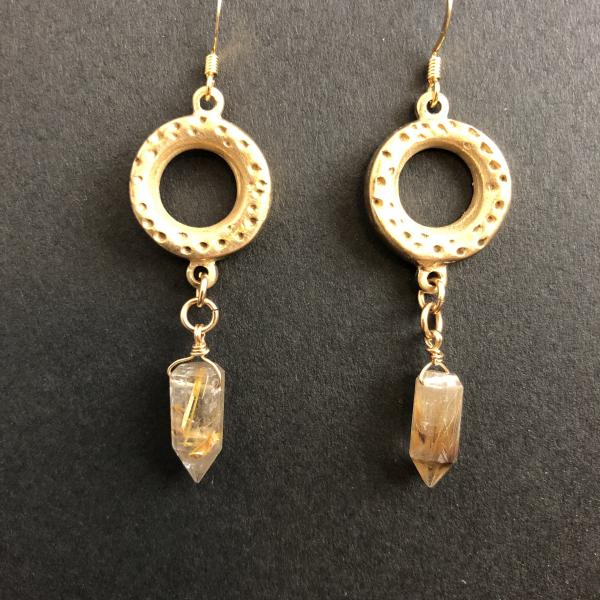 Rutilated Quartz crystal drop earrings