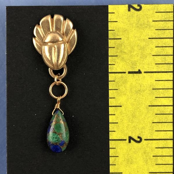 Scarab post earring with Azurite Drops picture