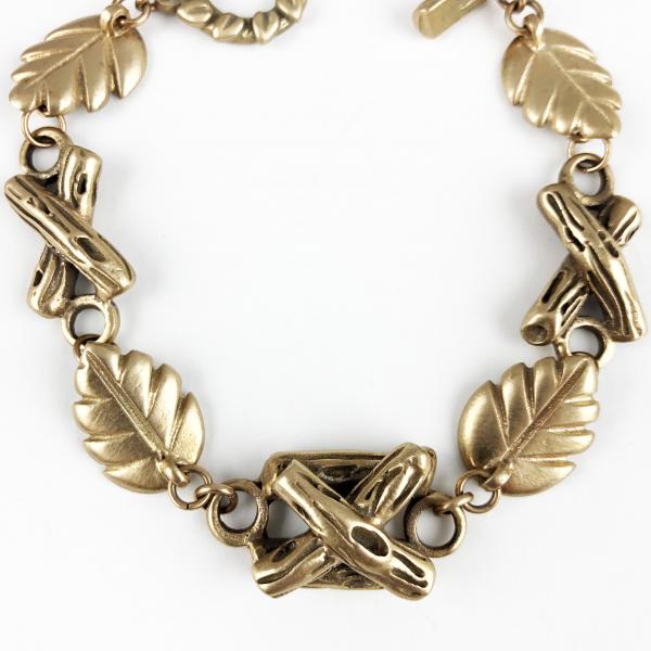Bronze twig and leaf bracelet