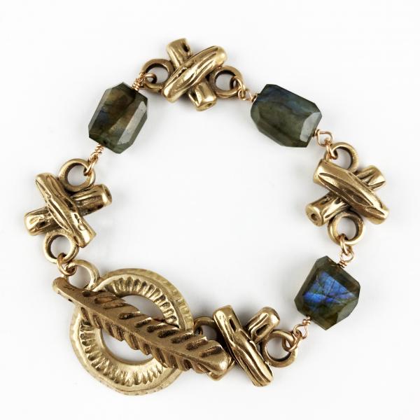 Labradorite and Bronze Twig Bracelet
