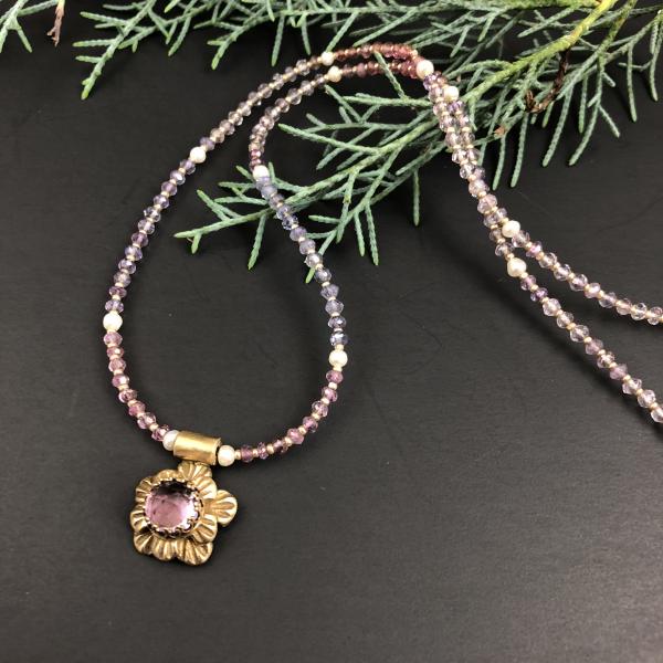 Historic Light Amethyst and Bronze Pendant Necklace picture