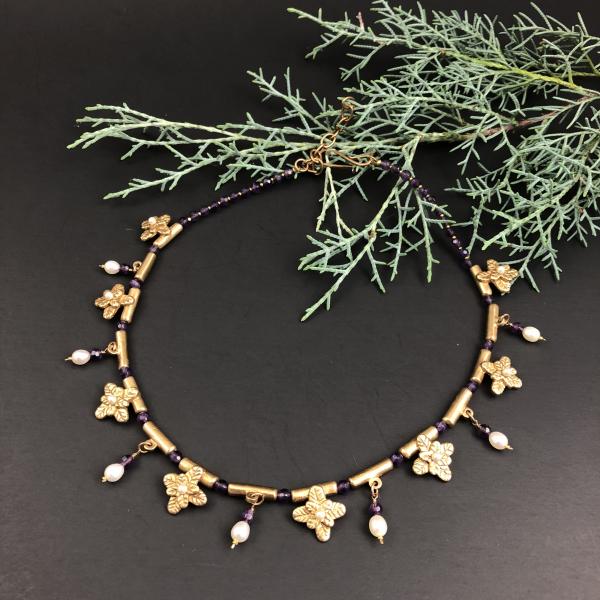 Amethyst and bronze collar