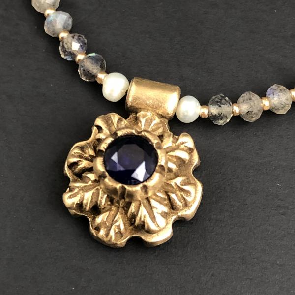 Historic Sapphire and Labradorite Pendant Necklace