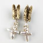 Dimpled Post Earrings with Fancy Pearls
