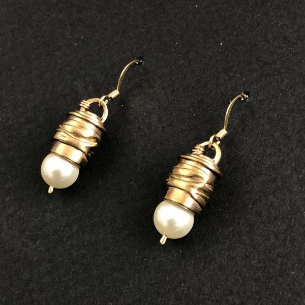 Pearl and Bronze Drop Earrings picture