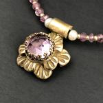 Historic Light Amethyst and Bronze Pendant Necklace