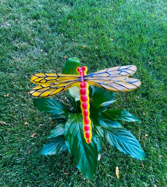 Fused Glass Dragonfly Stake - Large picture