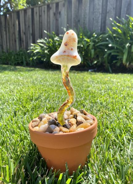 Fused Glass Mushroom Plant Stake - 2 picture