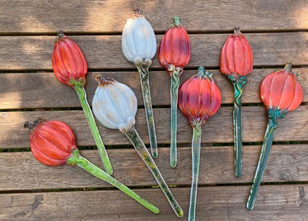 Fused Glass Pumpkin Plant Stake picture