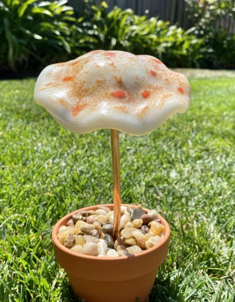 Fused Glass Mushroom Garden Stake -1 picture