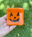 Fused glass Jack O Lantern Trinket Dish