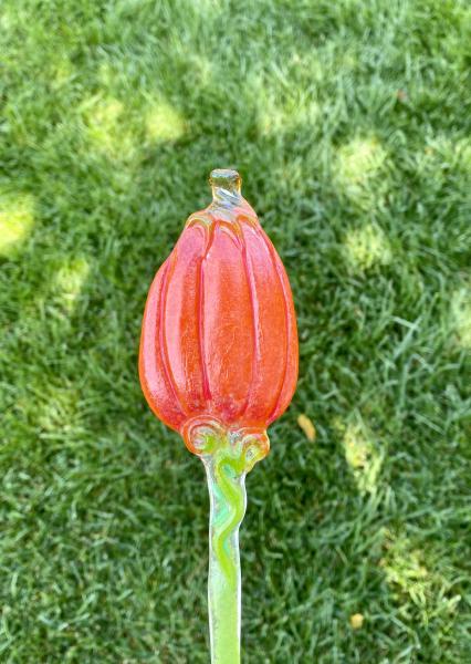 Fused Glass Pumpkin Plant Stake picture