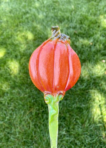 Fused Glass Pumpkin Plant Stake picture