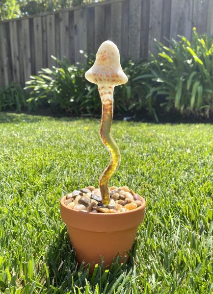 Fused Glass Mushroom Plant Stake - 1