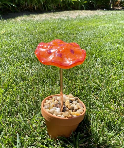 Fused Glass Mushroom Garden Stake -1 picture