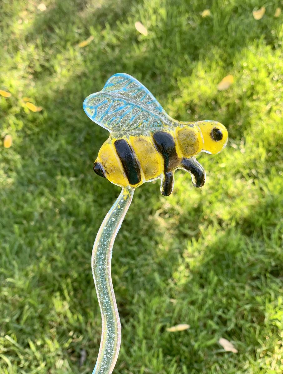 Fused Glass Bee Stake picture