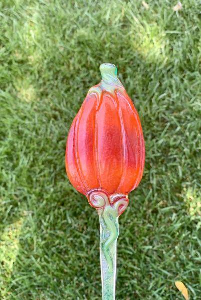 Fused Glass Pumpkin Plant Stake picture