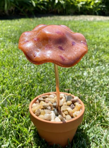 Fused Glass Mushroom Garden Stake -1 picture