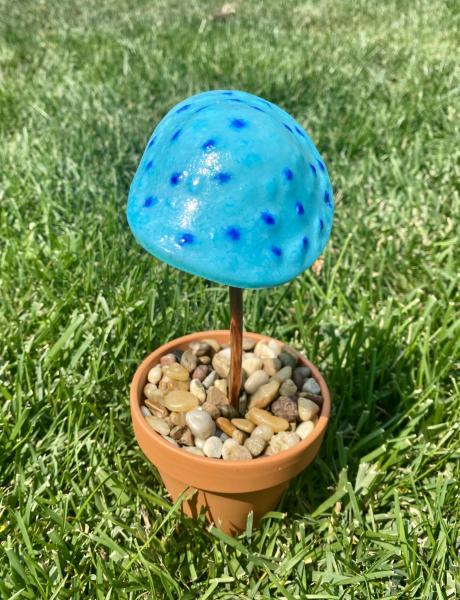 Fused Glass Mushroom Garden Stake -1 picture