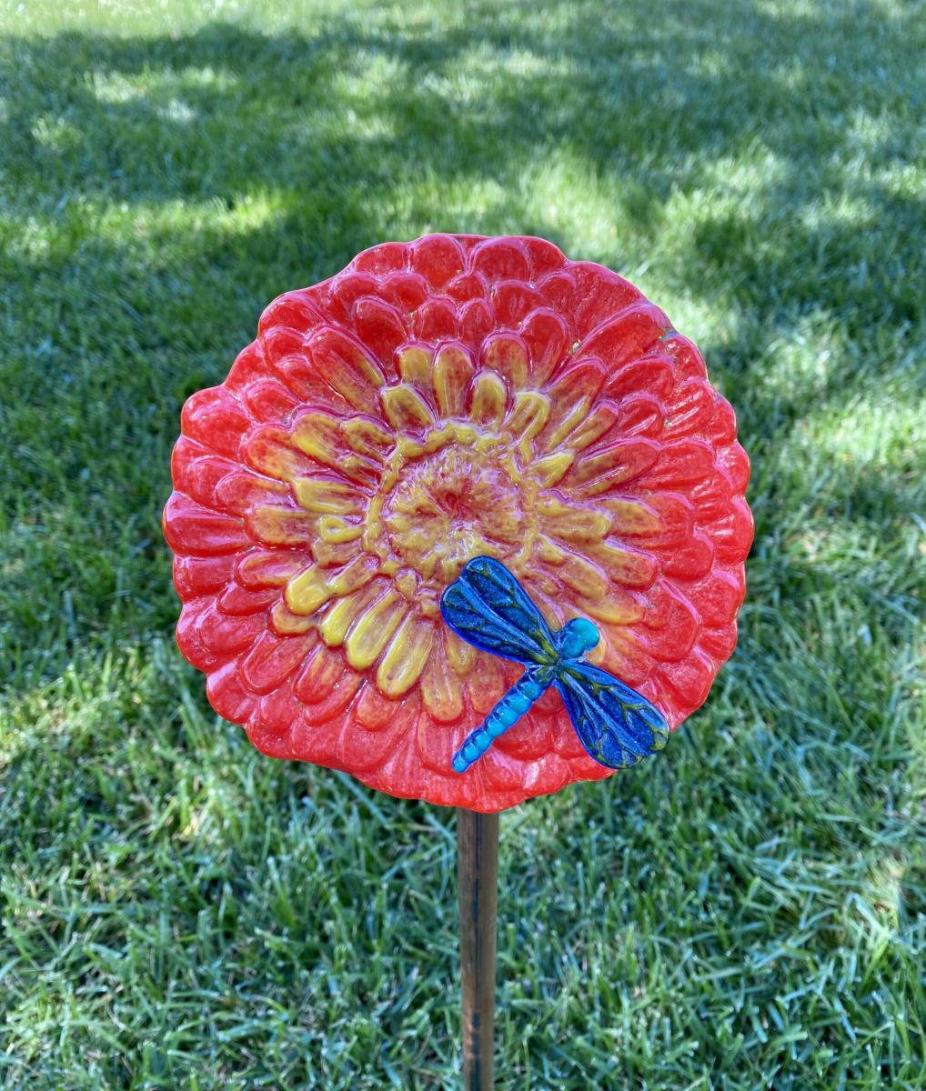 Fused Glass Zinnia Flower picture