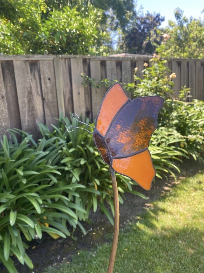 Stained Glass Butterfly Garden Stake - Profile view picture