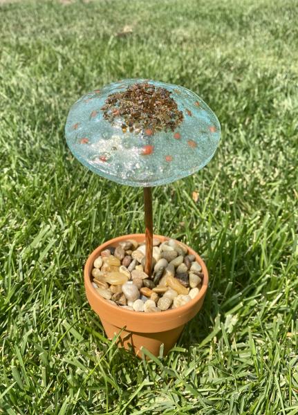 Fused Glass Mushroom Garden Stake -1 picture