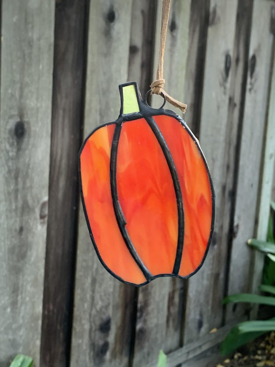 Stained Glass Tall Pumpkin Suncatcher picture