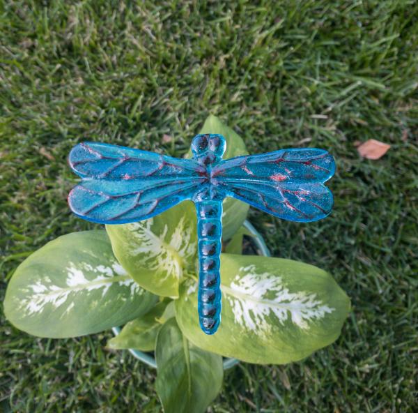 Fused Glass Dragonfly Stake - Medium picture