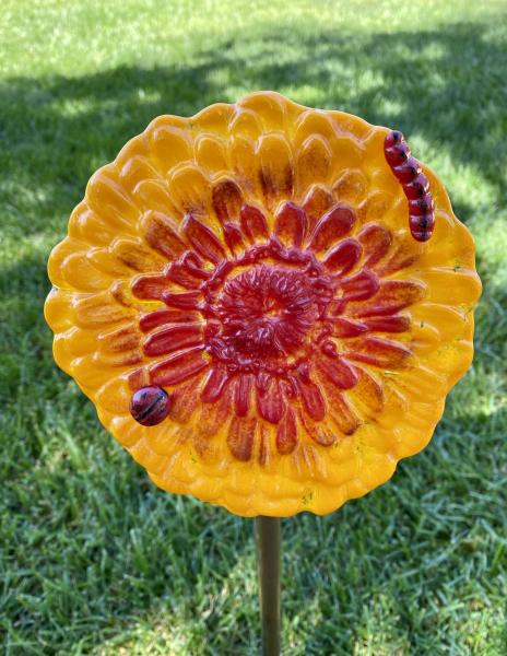 Fused Glass Zinnia Flower