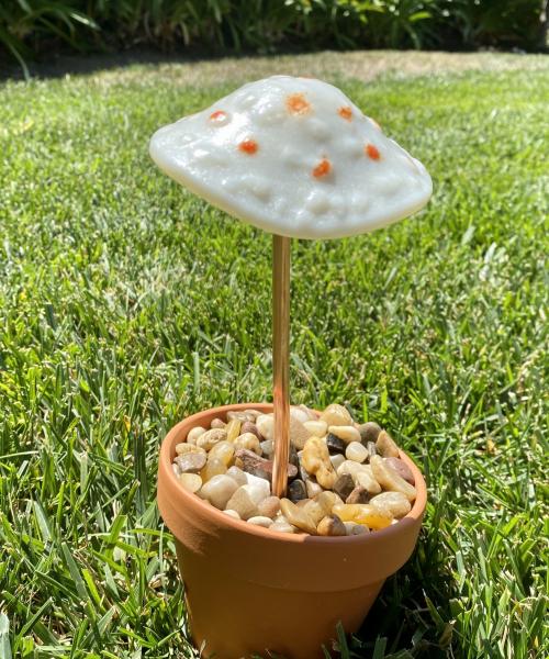 Fused Glass Mushroom Garden Stake -1 picture