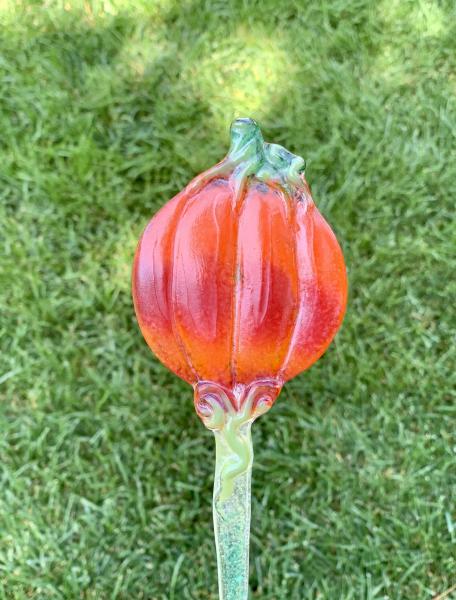 Fused Glass Pumpkin Plant Stake picture