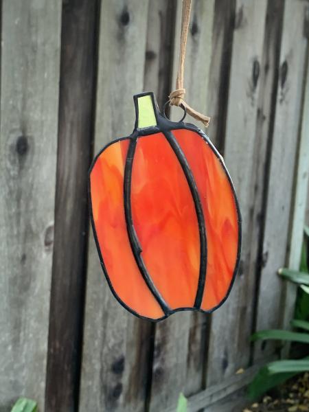 Stained Glass Tall Pumpkin Suncatcher