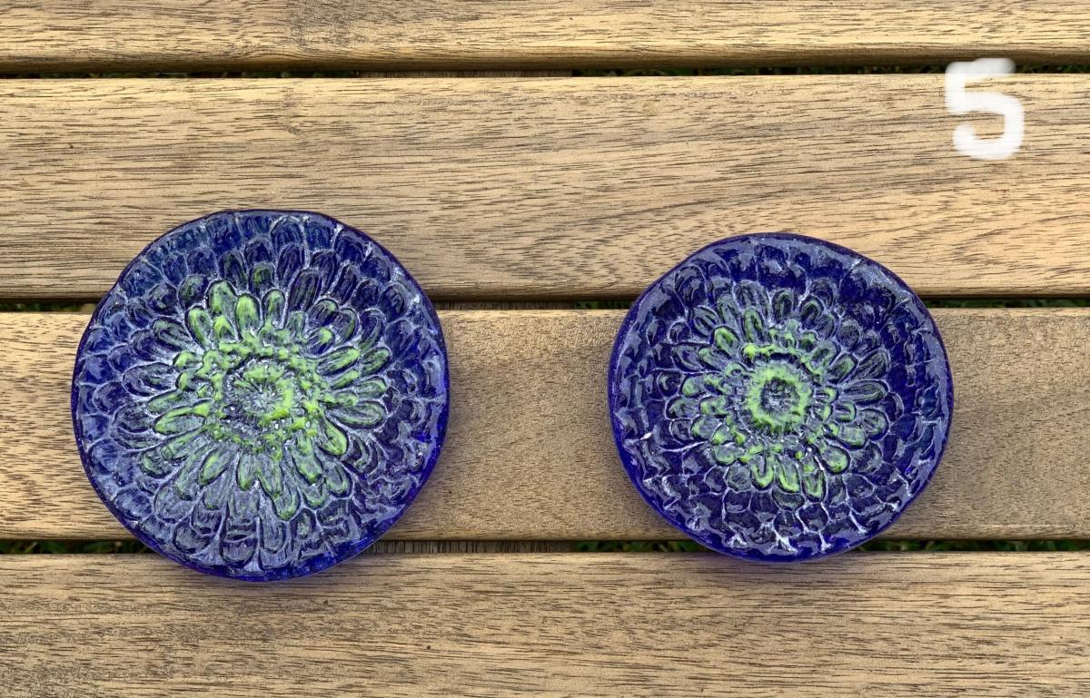 Fused Glass Zinnia Flower Bowl picture