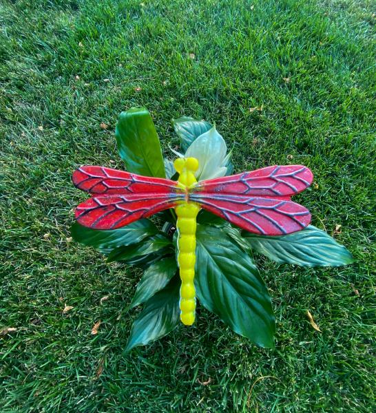 Fused Glass Dragonfly Stake - Large picture
