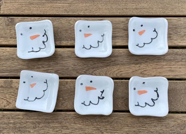 Fused glass Snowman Trinket Dish