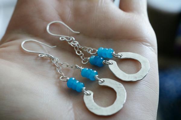 Blue Agate Sterling Silver Chandelier Earrings picture