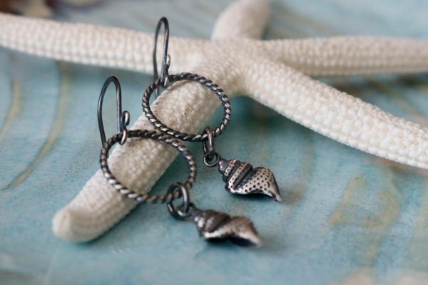 Conch Shell Sterling Silver Earrings picture