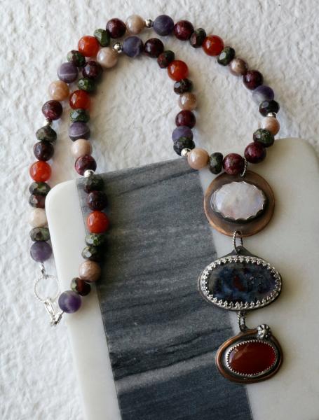 Multi Stone Sterling Silver and Copper Necklace picture