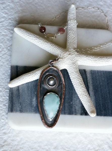 Larimar Sterling Silver and Copper Pendant picture