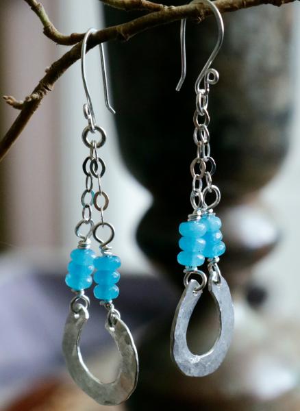 Blue Agate Sterling Silver Chandelier Earrings