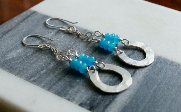 Blue Agate Sterling Silver Chandelier Earrings picture